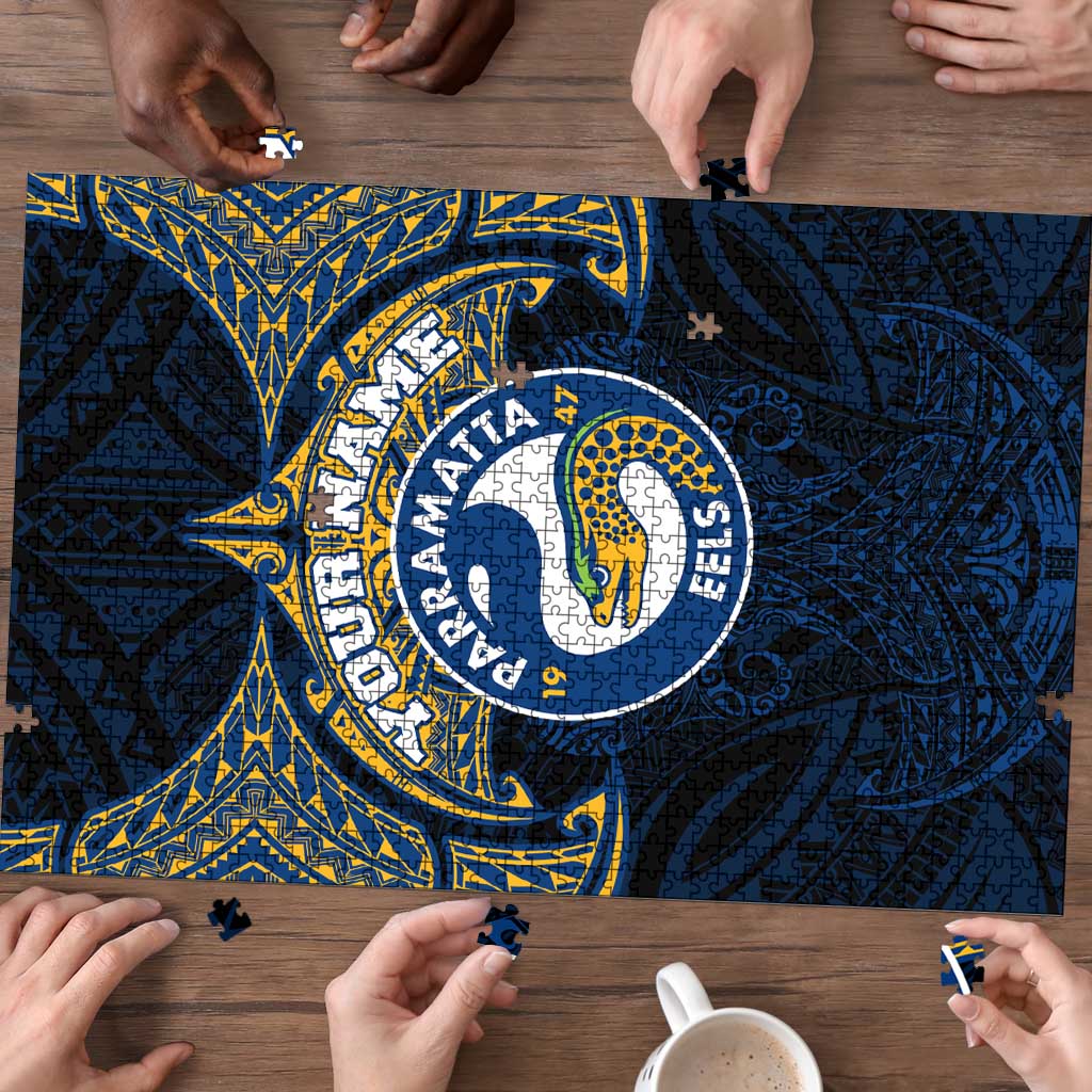 Personalized Parramatta Eels Puzzle Polynesian Tribal Pattern Style