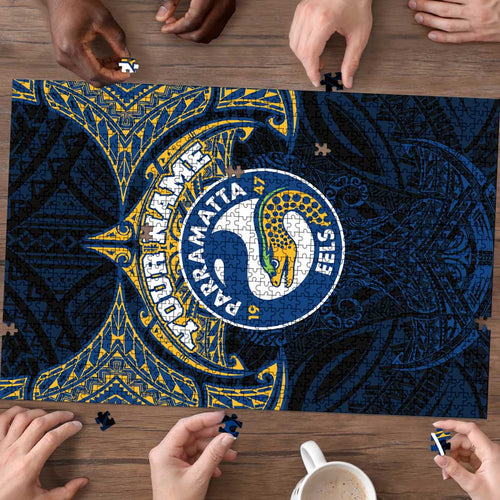 Personalized Parramatta Eels Puzzle Polynesian Tribal Pattern Style