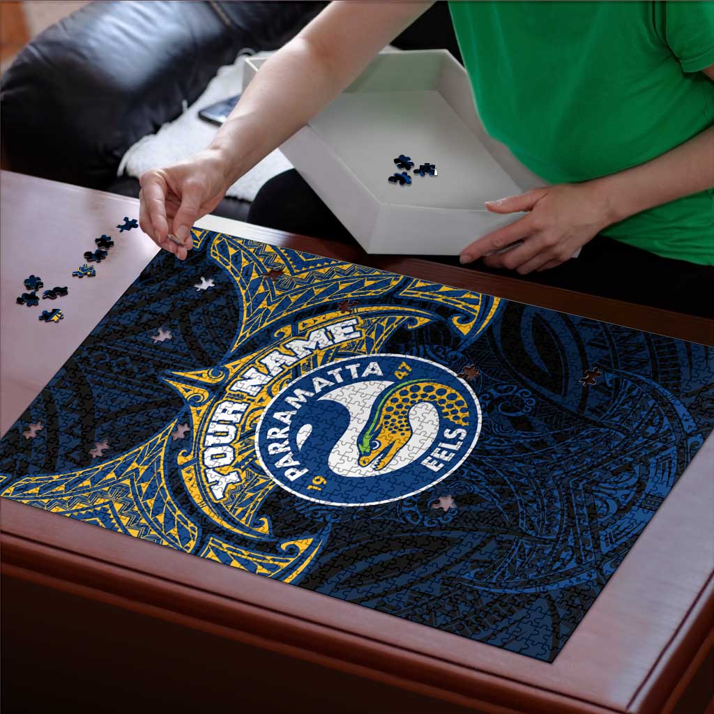 Personalized Parramatta Eels Puzzle Polynesian Tribal Pattern Style