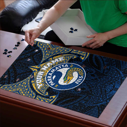 Personalized Parramatta Eels Puzzle Polynesian Tribal Pattern Style