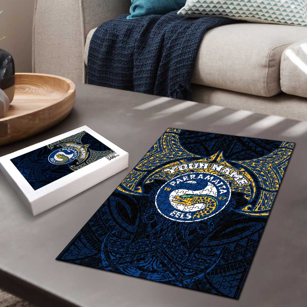 Personalized Parramatta Eels Puzzle Polynesian Tribal Pattern Style