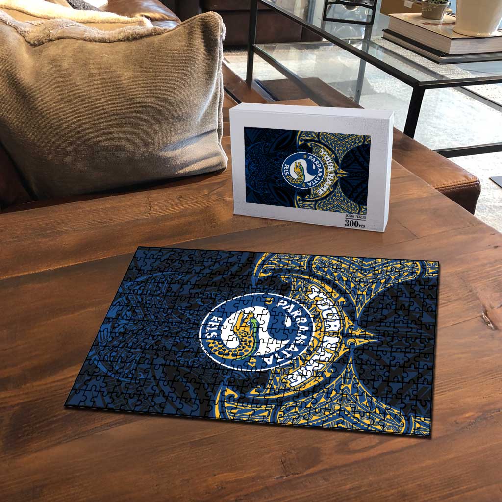 Personalized Parramatta Eels Puzzle Polynesian Tribal Pattern Style