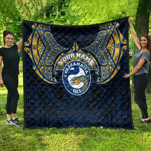 Personalized Parramatta Eels Quilt Polynesian Tribal Pattern Style