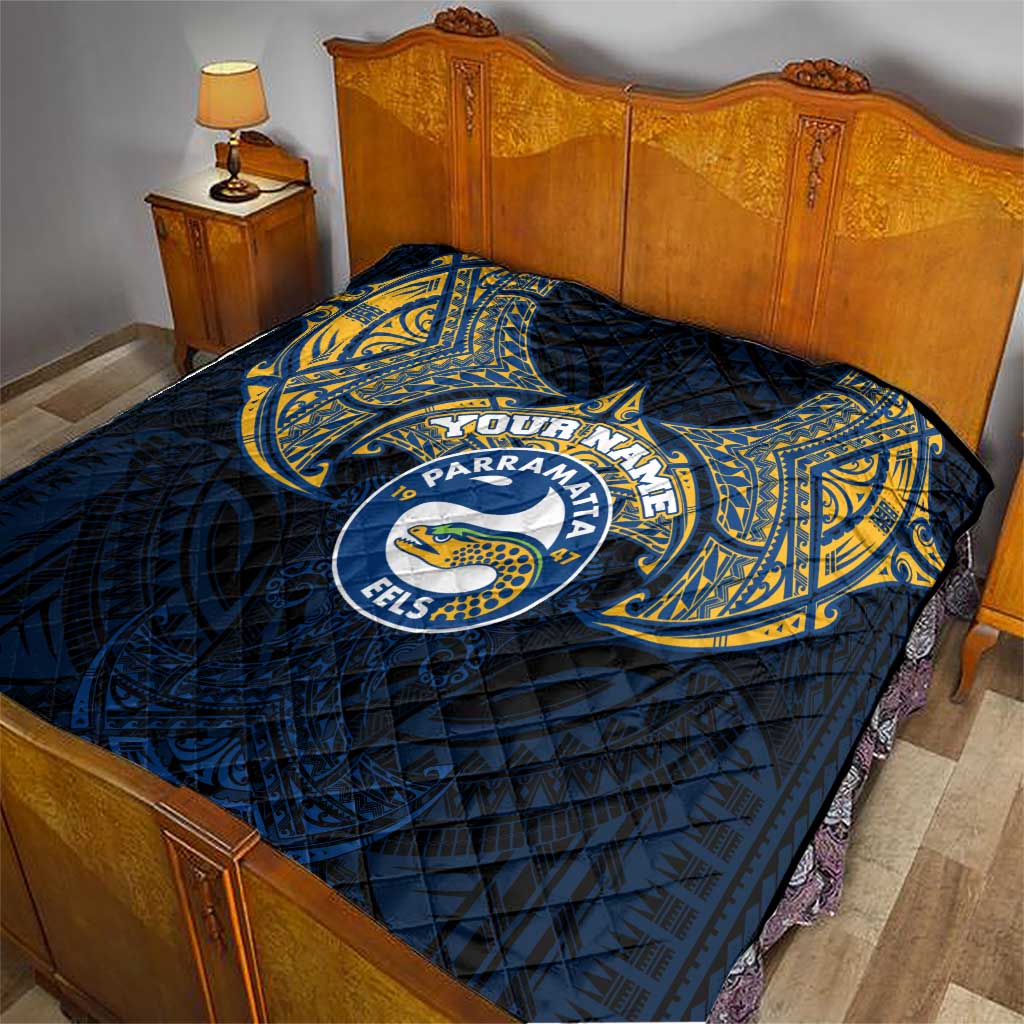 Personalized Parramatta Eels Quilt Polynesian Tribal Pattern Style