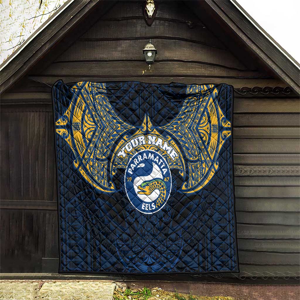 Personalized Parramatta Eels Quilt Polynesian Tribal Pattern Style