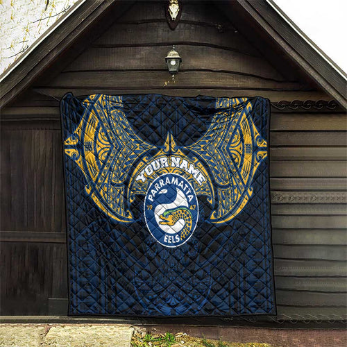 Personalized Parramatta Eels Quilt Polynesian Tribal Pattern Style