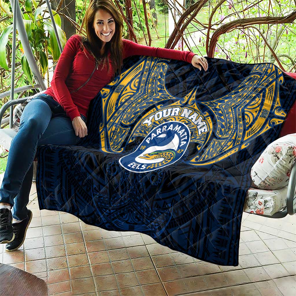 Personalized Parramatta Eels Quilt Polynesian Tribal Pattern Style
