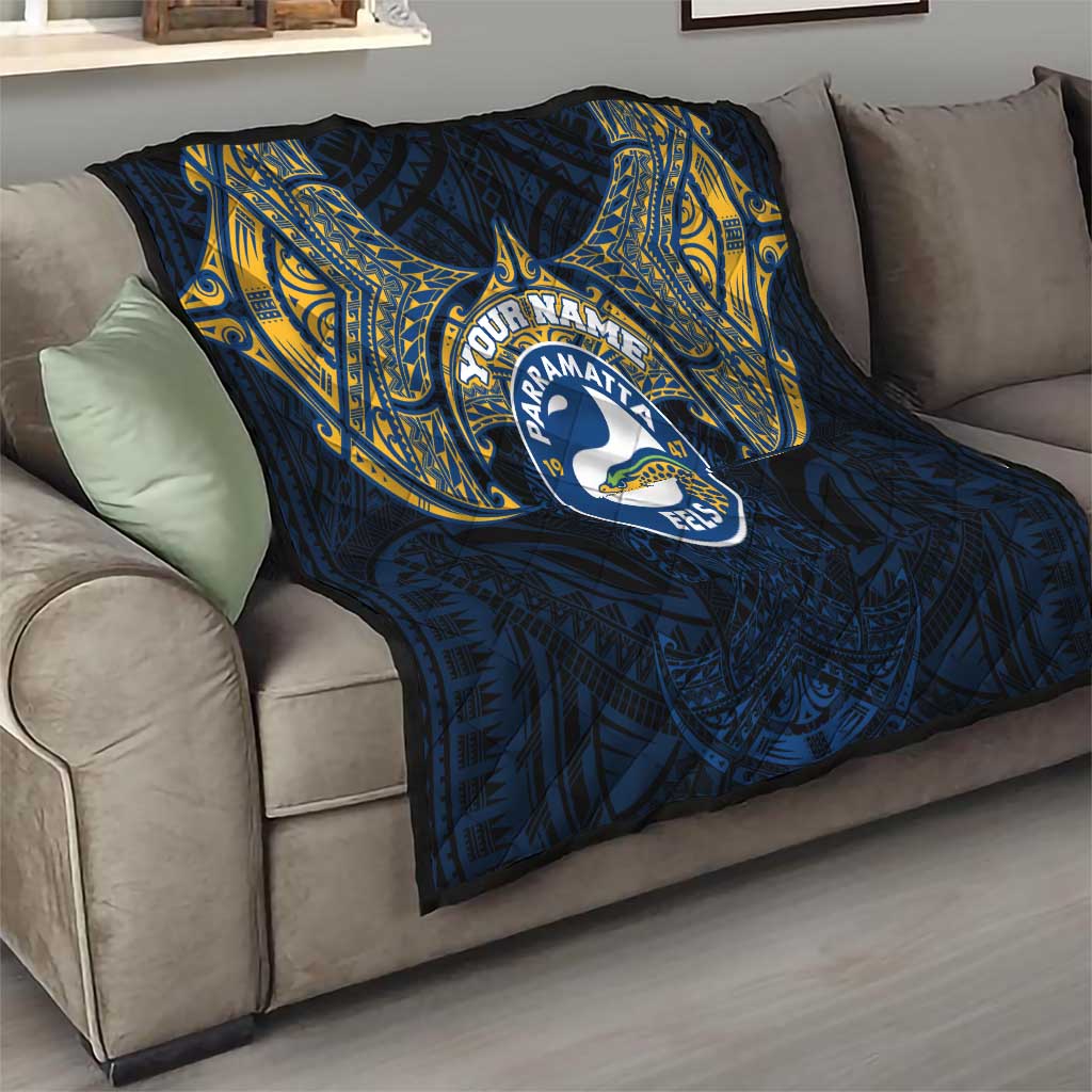 Personalized Parramatta Eels Quilt Polynesian Tribal Pattern Style