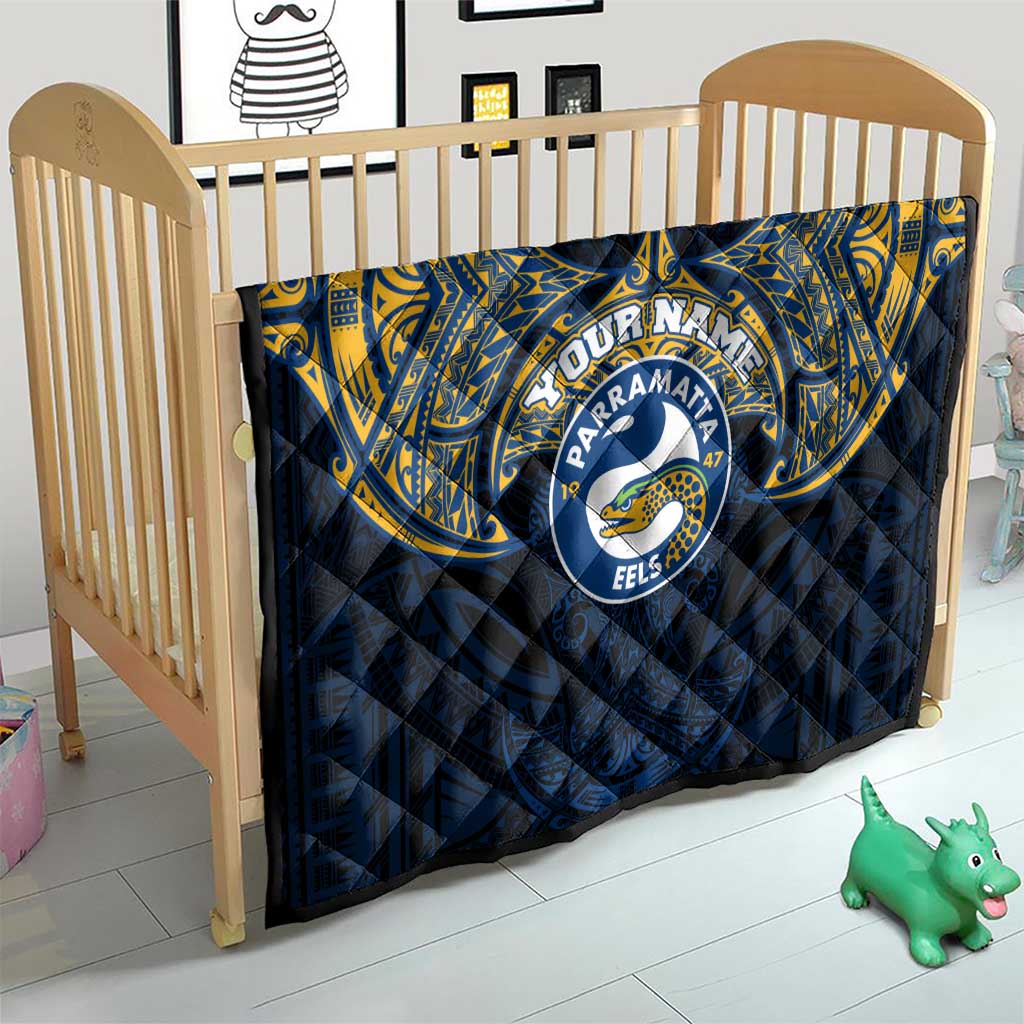 Personalized Parramatta Eels Quilt Polynesian Tribal Pattern Style