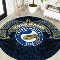 Personalized Parramatta Eels Round Carpet Polynesian Tribal Pattern Style