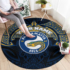 Personalized Parramatta Eels Round Carpet Polynesian Tribal Pattern Style