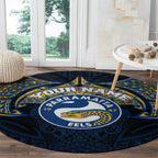 Personalized Parramatta Eels Round Carpet Polynesian Tribal Pattern Style