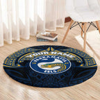 Personalized Parramatta Eels Round Carpet Polynesian Tribal Pattern Style