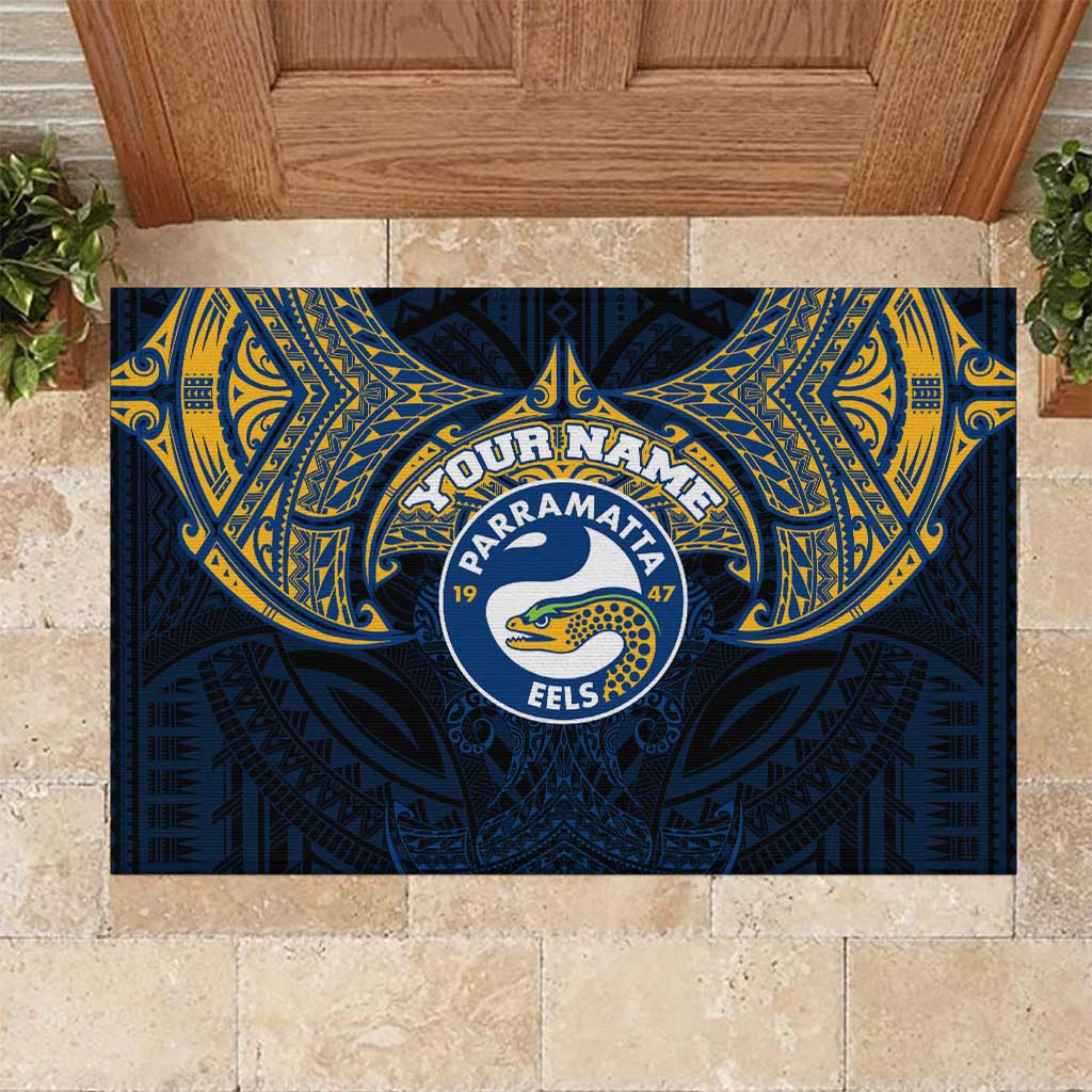 Personalized Parramatta Eels Rubber Doormat Polynesian Tribal Pattern Style
