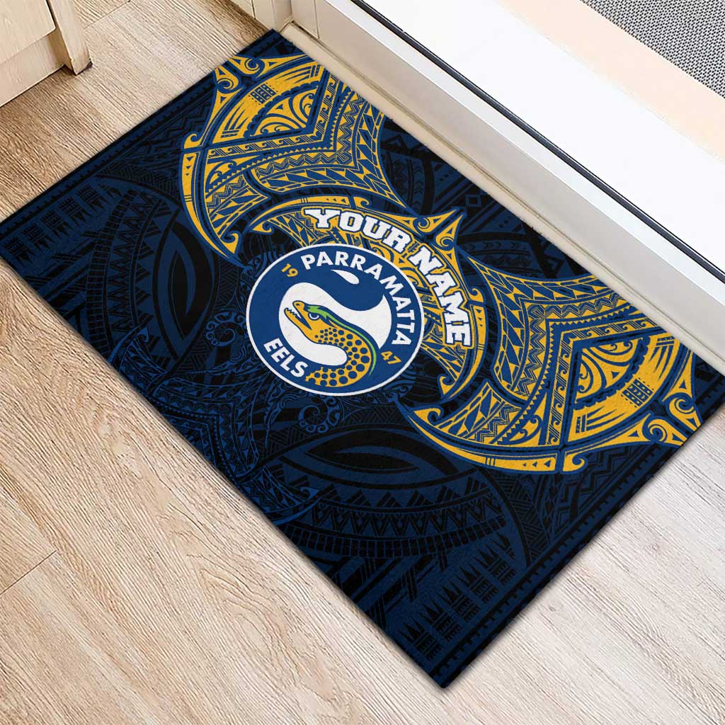 Personalized Parramatta Eels Rubber Doormat Polynesian Tribal Pattern Style