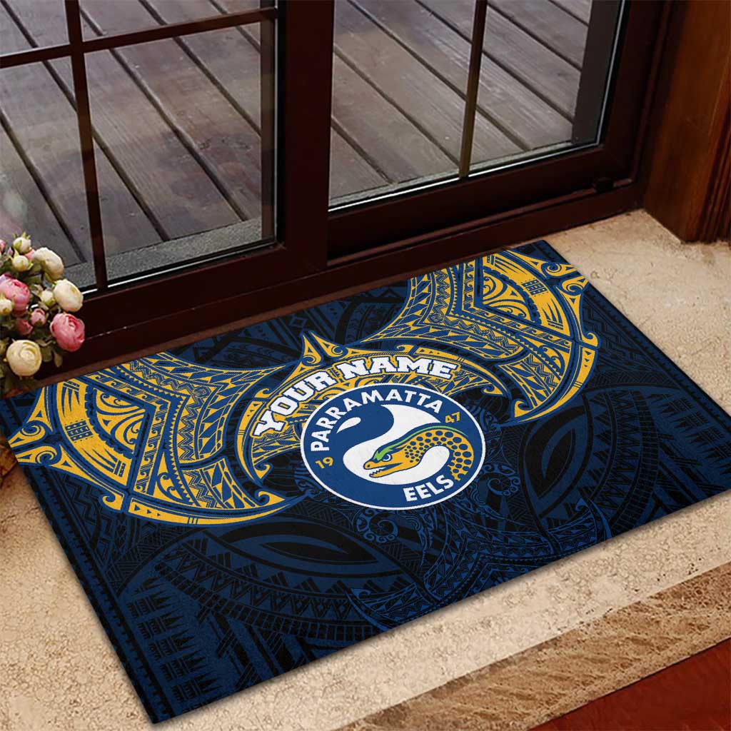 Personalized Parramatta Eels Rubber Doormat Polynesian Tribal Pattern Style