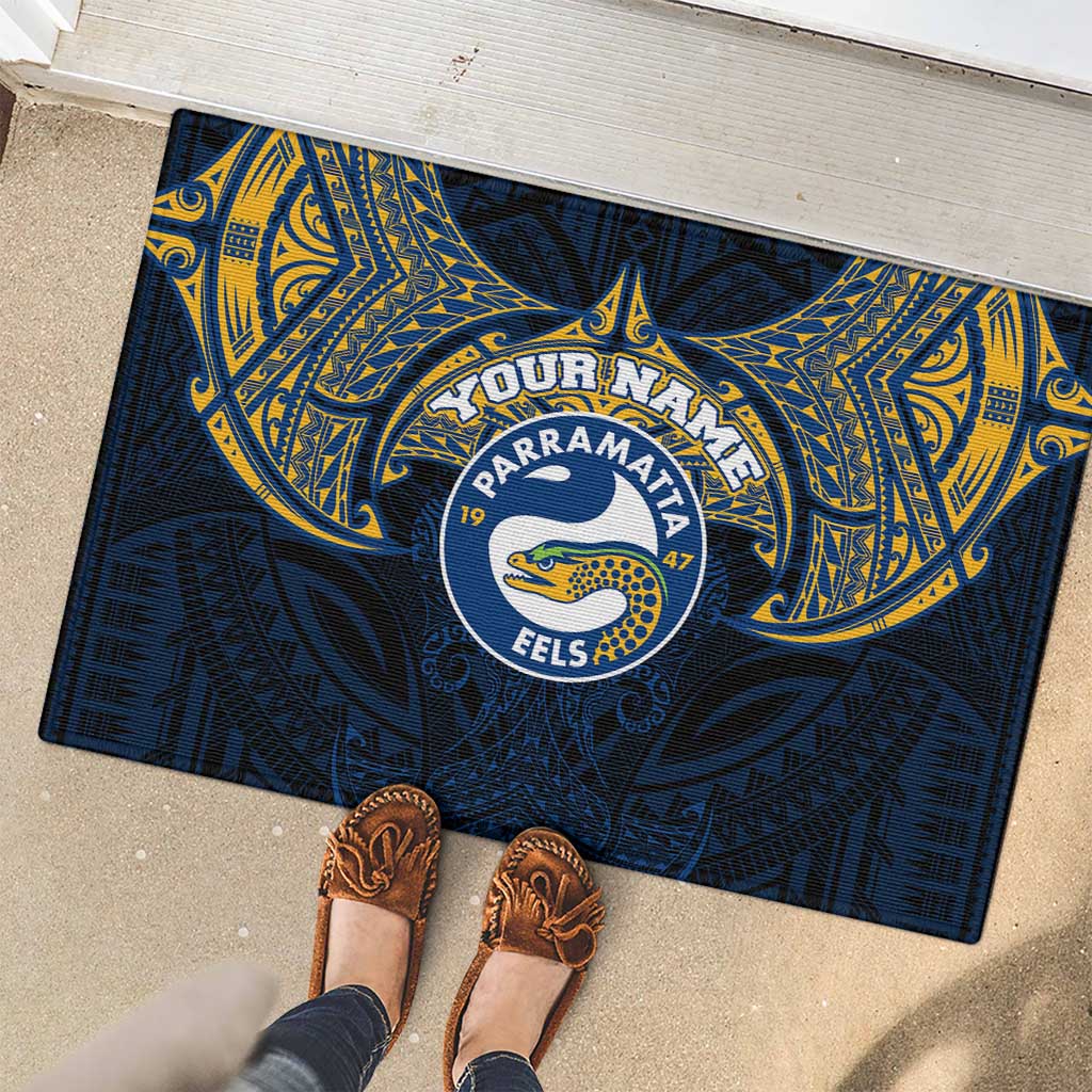 Personalized Parramatta Eels Rubber Doormat Polynesian Tribal Pattern Style