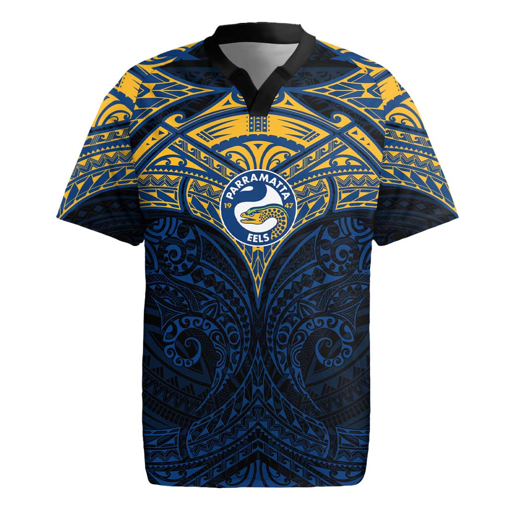 Personalized Parramatta Eels Rugby Jersey Polynesian Tribal Pattern Style