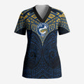 Personalized Parramatta Eels Scrub Top Polynesian Tribal Pattern Style