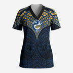 Personalized Parramatta Eels Scrub Top Polynesian Tribal Pattern Style