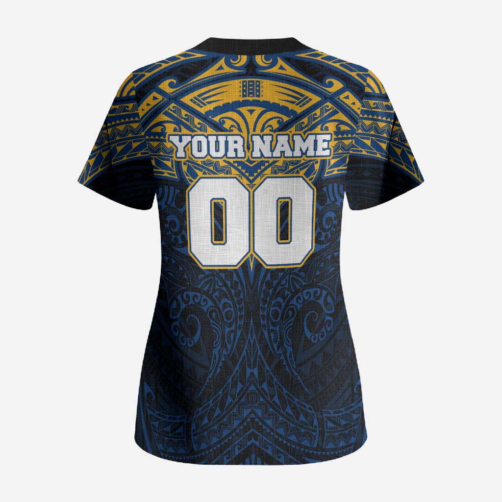 Personalized Parramatta Eels Scrub Top Polynesian Tribal Pattern Style