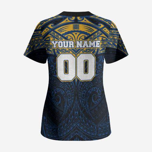 Personalized Parramatta Eels Scrub Top Polynesian Tribal Pattern Style