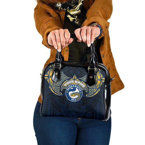 Personalized Parramatta Eels Shoulder Handbag Polynesian Tribal Pattern Style