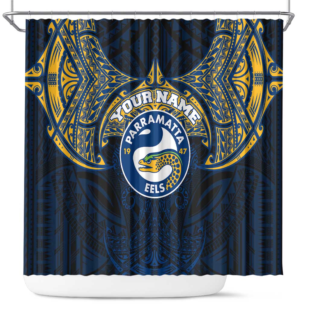 Personalized Parramatta Eels Shower Curtain Polynesian Tribal Pattern Style