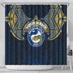 Personalized Parramatta Eels Shower Curtain Polynesian Tribal Pattern Style