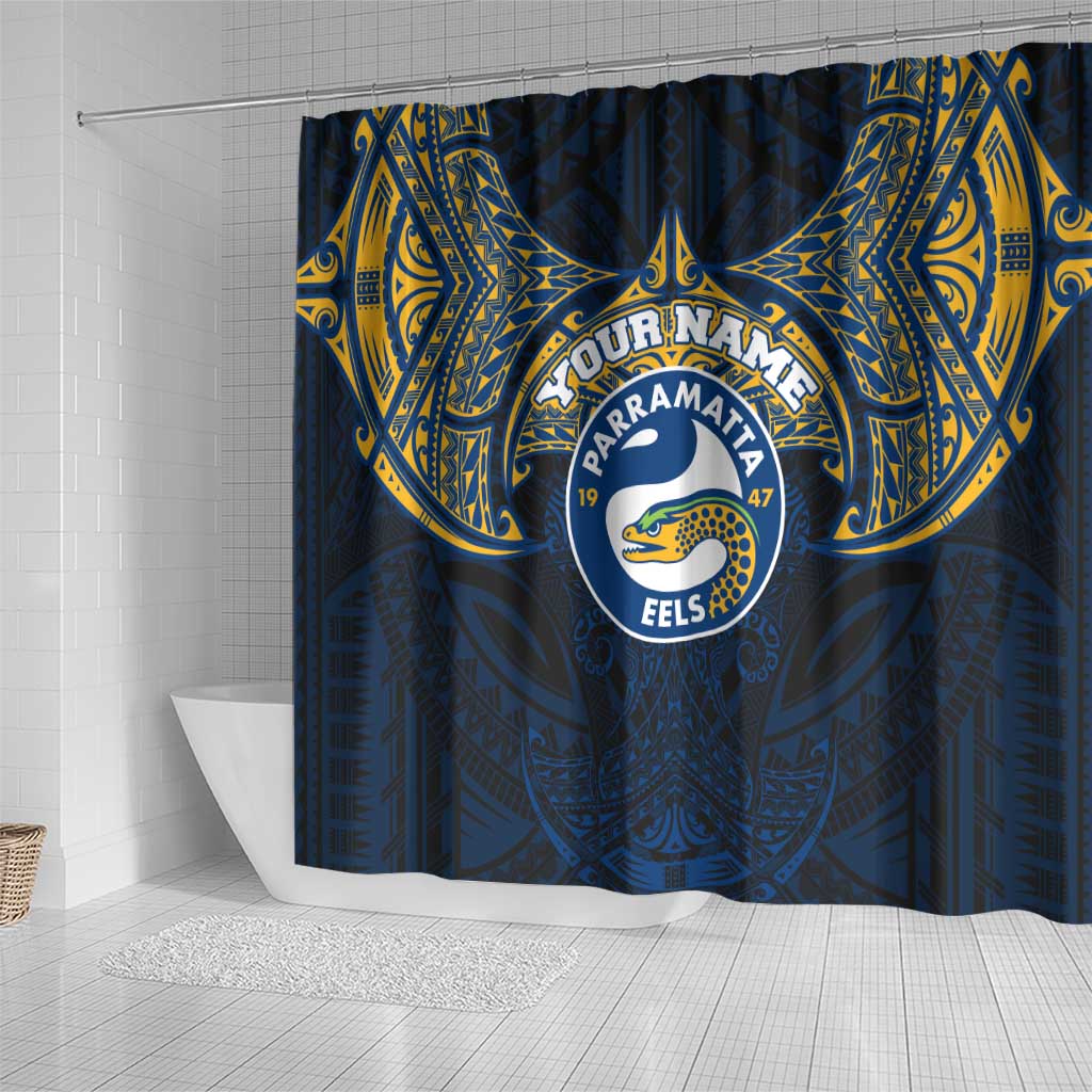 Personalized Parramatta Eels Shower Curtain Polynesian Tribal Pattern Style