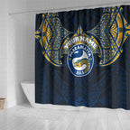Personalized Parramatta Eels Shower Curtain Polynesian Tribal Pattern Style