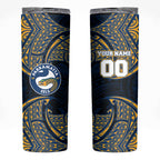 Personalized Parramatta Eels Skinny Tumbler Polynesian Tribal Pattern Style