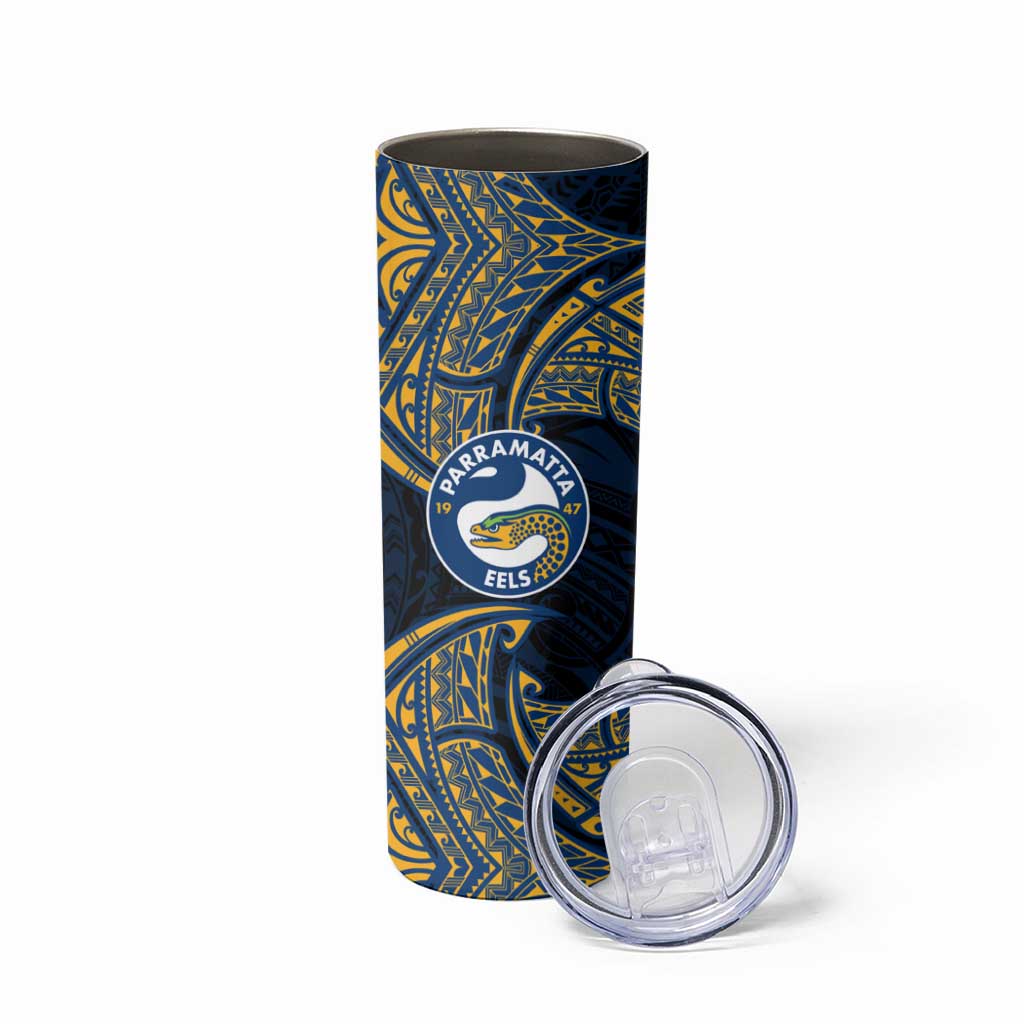 Personalized Parramatta Eels Skinny Tumbler Polynesian Tribal Pattern Style