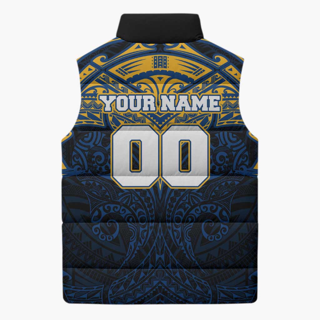 Personalized Parramatta Eels Sleeveless Puffer Jacket Polynesian Tribal Pattern Style
