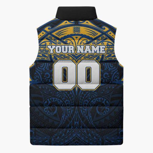 Personalized Parramatta Eels Sleeveless Puffer Jacket Polynesian Tribal Pattern Style