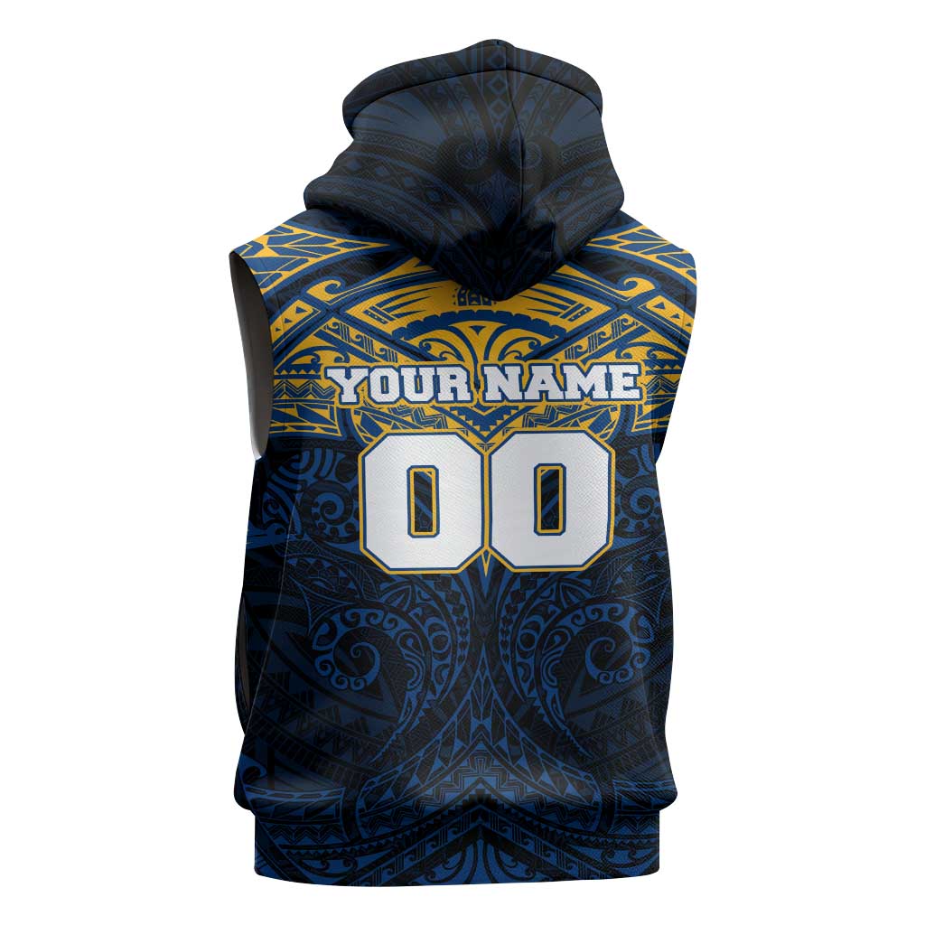 Personalized Parramatta Eels Sleeveless Zip Hoodie Polynesian Tribal Pattern Style