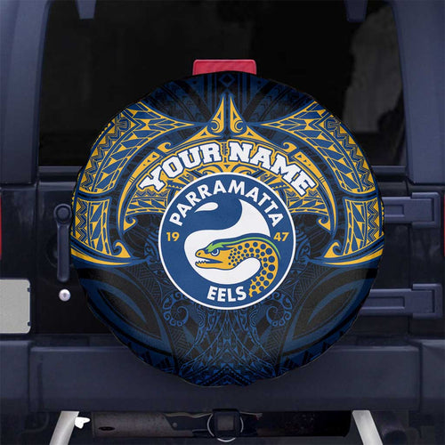 Personalized Parramatta Eels Spare Tire Cover Polynesian Tribal Pattern Style