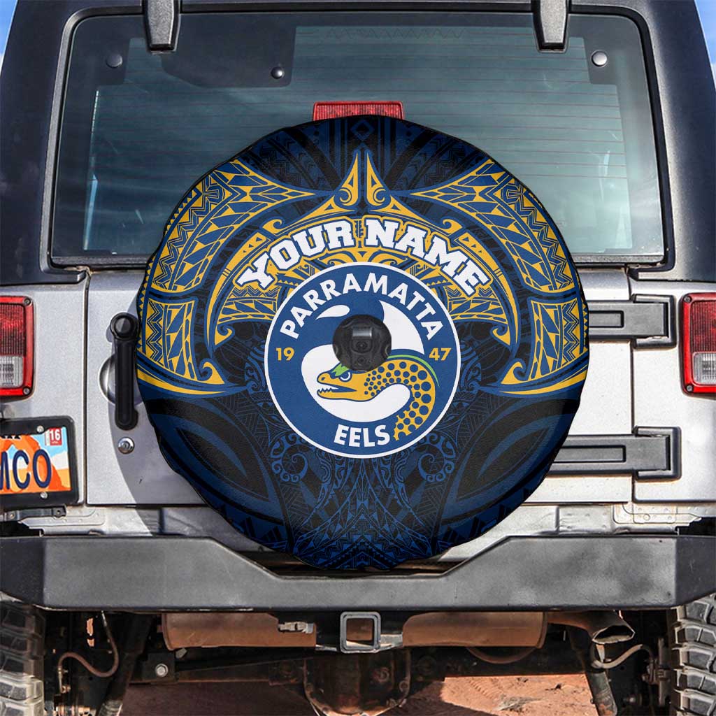 Personalized Parramatta Eels Spare Tire Cover Polynesian Tribal Pattern Style