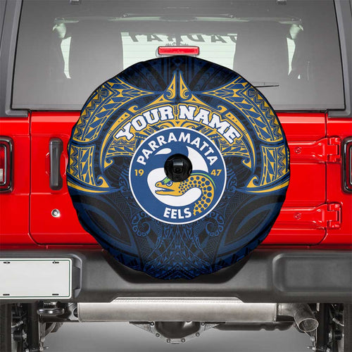 Personalized Parramatta Eels Spare Tire Cover Polynesian Tribal Pattern Style