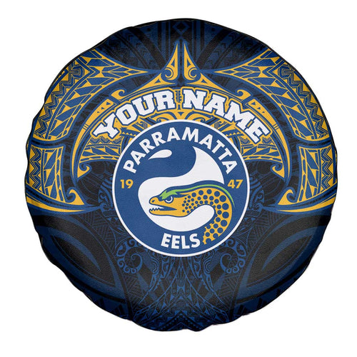 Personalized Parramatta Eels Spare Tire Cover Polynesian Tribal Pattern Style