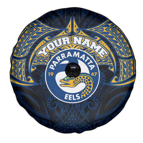 Personalized Parramatta Eels Spare Tire Cover Polynesian Tribal Pattern Style