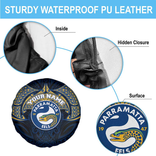 Personalized Parramatta Eels Spare Tire Cover Polynesian Tribal Pattern Style