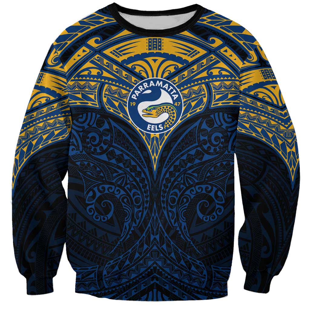 Personalized Parramatta Eels Sweatshirt Polynesian Tribal Pattern Style