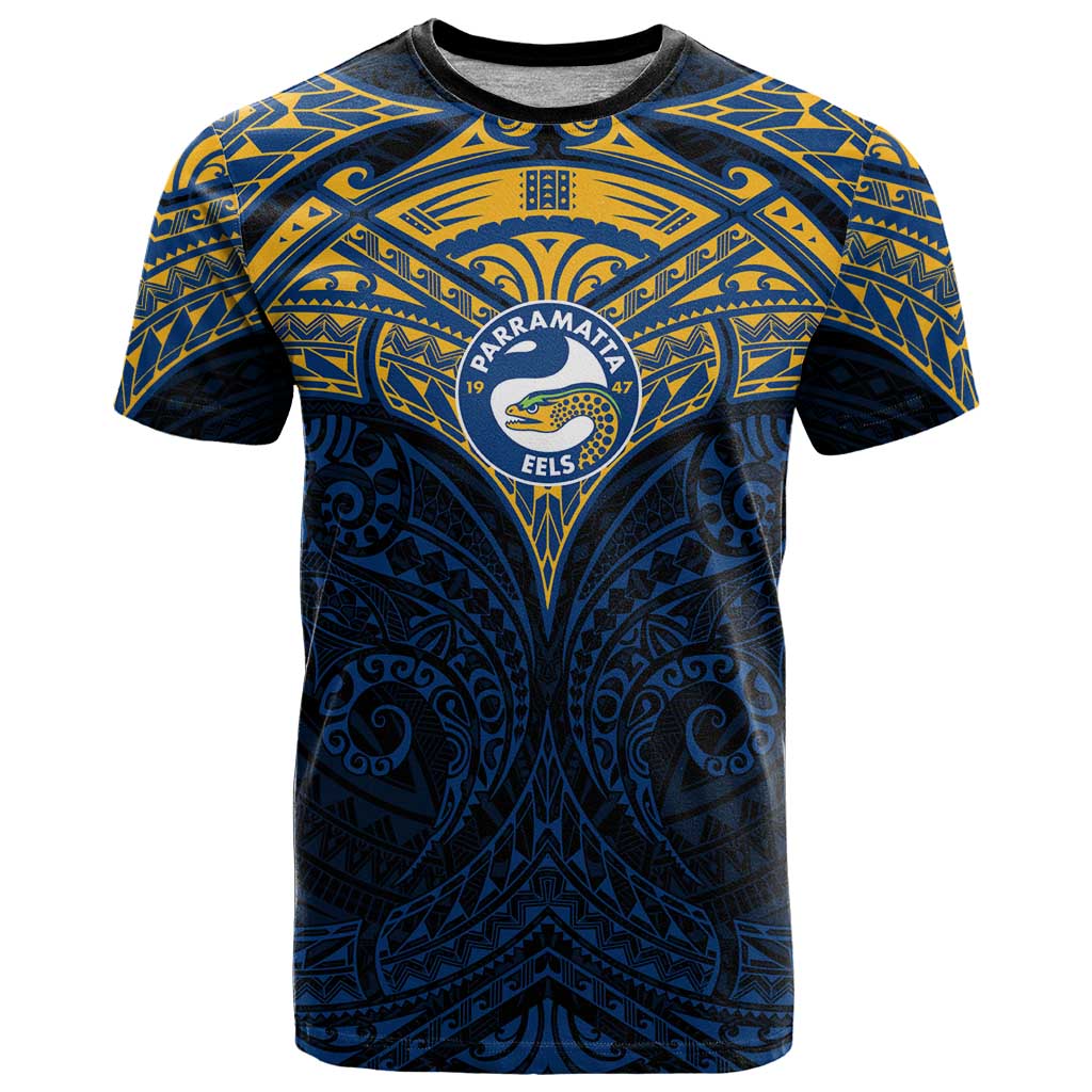 Personalized Parramatta Eels T Shirt Polynesian Tribal Pattern Style