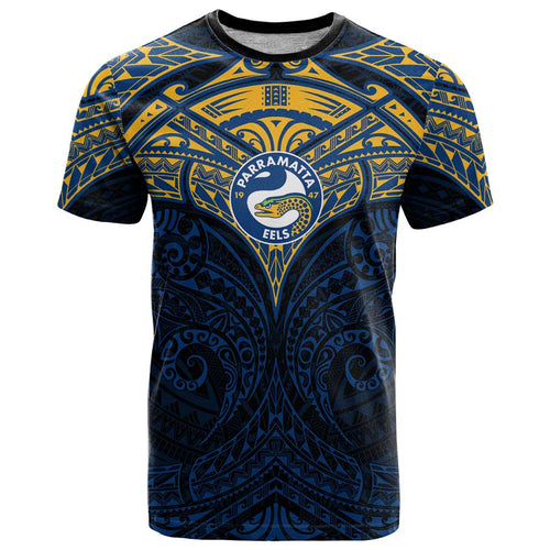 Personalized Parramatta Eels T Shirt Polynesian Tribal Pattern Style