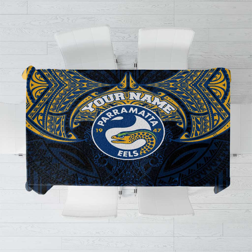 Personalized Parramatta Eels Tablecloth Polynesian Tribal Pattern Style