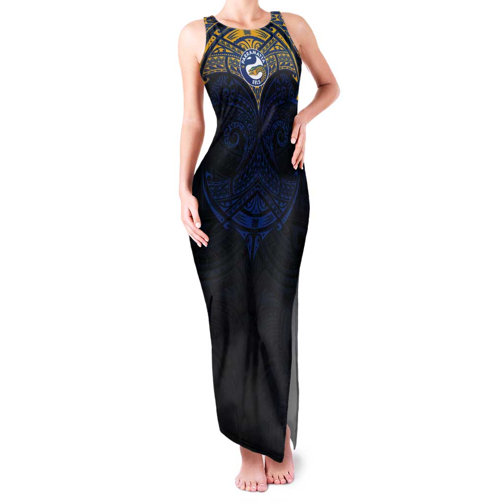Personalized Parramatta Eels Tank Maxi Dress Polynesian Tribal Pattern Style