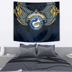 Personalized Parramatta Eels Tapestry Polynesian Tribal Pattern Style