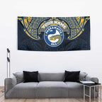 Personalized Parramatta Eels Tapestry Polynesian Tribal Pattern Style