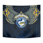 Personalized Parramatta Eels Tapestry Polynesian Tribal Pattern Style